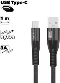 USB кабель Earldom EC-077C Type-C, 3A, 1м, нейлон (черный)