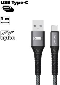 USB кабель Earldom EC-091C Type-C, 1м, нейлон (черный)