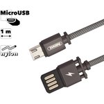 USB кабель REMAX Dominator RC-064m MicroUSB, 1м, нейлон (черный)