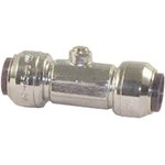 65950, Brass Pipe Fitting, Straight Push Fit Service Valve, Female to Female 15mm