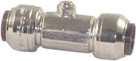 65950, Brass Pipe Fitting, Straight Push Fit Service Valve, Female to Female 15mm