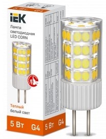 Фото 1/5 Iek LLE-CORN-5-230-30-G4 Лампа LED CORN капсула 5Вт 230В 3000К керамика G4