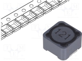 PCS127MT121, Дроссель проволочный, SMD, 120мкГн, 1,6А, 250мОм, 12x12x8мм, ±20%