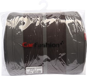 41576, Подушка поясничная экокожа-велюр т.серая-серая Flex L CARFASHION