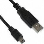 102-1031-BL-00500, Cable Assembly USB 5m Mini USB Type B to USB Type A 5 to 4 POS M-M 28AWG
