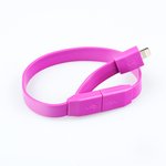 USB кабель для Apple iPhone, iPad, iPod 8 pin плоский (браслет) сиреневый ...