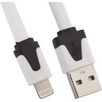USB кабель для Apple iPhone, iPad, iPod 8 pin плоский узкий белый, коробка LP