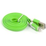 USB кабель для Apple iPhone, iPad, iPod 8 pin плоский узкий зеленый, европакет LP