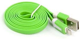 USB кабель для Apple iPhone, iPad, iPod 8 pin плоский узкий зеленый, европакет LP
