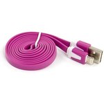 USB кабель для Apple iPhone, iPad, iPod 8 pin плоский узкий сиреневый, европакет LP
