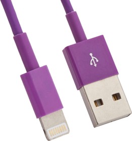 USB кабель для Apple iPhone, iPad, iPod 8 pin сиреневый, европакет LP