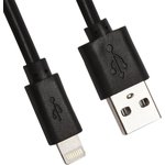 USB кабель для Apple iPhone, iPad, iPod 8 pin черный, 2 м, европакет LP