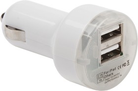 Фото 1/2 Автомобильная зарядка с двумя USB выходами + USB кабель для Apple коробка