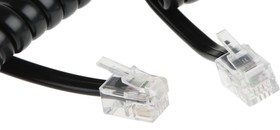 Фото 1/2 CP162446N, Male RJ9 to Male RJ9 Telephone Extension Cable, Black Sheath, 1.5m