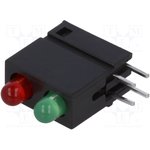 DVDD202, LED; in housing; red/green; 3mm; No.of diodes: 2; 20mA; 40°; 2?2.2V
