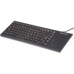 G84-5400LUMGB-2, Wired USB Compact Trackball Keyboard, QWERTY (UK), Black