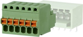 Terminal block, 6 pole, pitch 2.5 mm, angled, green, ASP0510606
