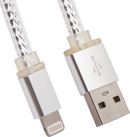 Фото 1/2 USB Дата-кабель High Speed Fashion Cable для Apple 8 pin плоский в оплетке серебряный