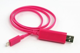 LED USB Дата-кабель для Apple 8 pin, розовый, коробка