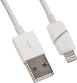 Фото 1/2 USB Дата-кабель для Apple 8 pin, с индикацией зарядки белый, круглый, коробка