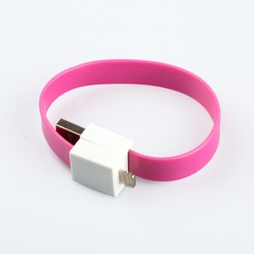 Фото 1/3 USB Дата-кабель на большом магните для Apple 8 pin, плоский, розовый, европакет