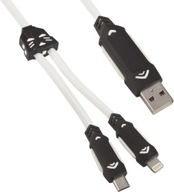 Фото 1/2 USB кабель 2 в 1 Робот Трансформер для Apple 8 pin + Micro USB, белый, коробка