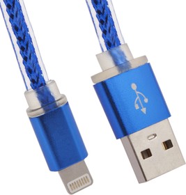 Фото 1/2 USB Дата-кабель High Speed Fashion Cable для Apple 8 pin плоский в оплетке 1 м. синий