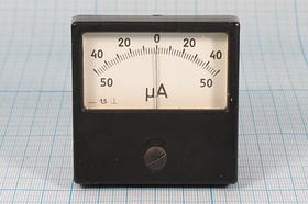Фото 1/3 Головка измерительная Амперметр, размер 60x60 мм, 50мкА-50, марка М42305, точность 1.5