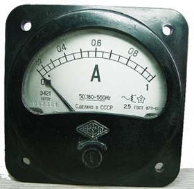 Головка измерительная Амперметр, размер 80x80 мм, 1А~1000Гц, марка Э421, точность 2.5