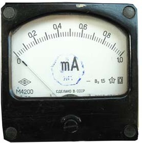 Головка измерительная Амперметр, размер 80x80 мм, 1мА-1, марка М4200, точность 1.5