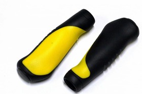 Грипсы MTB HL-GB306, 130 мм, эргономические, резина, черный/желтый H000010712