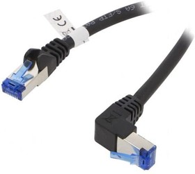 51556, Patch cord; S/FTP; 6a; stranded; Cu; LSZH; black; 0.5m; 27AWG