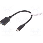 AK-300315-001-S, Cable; USB 3.0; USB A socket,USB C plug; nickel plated; 150mm