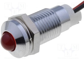 AMQD08/ALD504L030, Индикат.лампа: LED; выпуклый; 24ВDC; Отв: ø8мм; Корпус: серебристый
