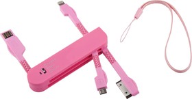 Фото 1/5 USB Дата-кабель LP 3 в 1 micro USB для Apple 8 pin, Apple 30 pin карманный розовый