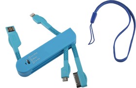 Фото 1/5 USB Дата-кабель LP 3 в 1 micro USB для Apple 8 pin, Apple 30 pin карманный синий