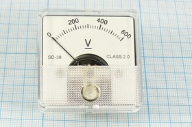 Фото 1/2 Головка измерительная Вольтметр, размер 45x45 мм, 600В, марка SD38, точность 2.0