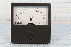 Фото 1/3 Головка измерительная Вольтметр, размер 60x60 марка, 15В, марка CG-60, точность 1.5