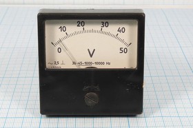 Фото 1/3 Головка измерительная Вольтметр, размер 60x60 мм, 50В~, марка Ц42302, точность 2.5
