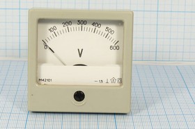 Фото 1/3 Головка измерительная Вольтметр, размер 60x60 мм, 600В, марка М42101, точность 1.5