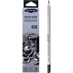 Чернографитный карандаш 6B шестигранный, корпус серебряный, 12 шт. 8000-6B EAN