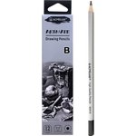 Чернографитный карандаш B шестигранный, корпус серебряный, 12 шт. 8000-B EAN