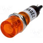 NI-1YL, Индикат.лампа: с неоновой лампой, плоский, оранжевый, 230ВAC