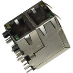 RJSAE538102, Гнездо; RJ45; Кат: 5; экранированный,двойное,с LED; Конф: 8p8c; THT