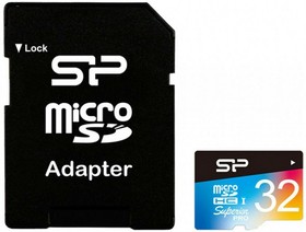 Фото 1/2 Карта памяти 32Gb MicroSD Silicon Power Superior Pro + SD адаптер (SP032GBSTHDU1V20SP)
