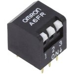 A6FR-3101, Dip Switch - Through Hole - DPST - 24VDC 25mA - 3 Position - Short ...