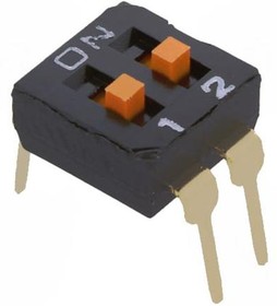 Фото 1/4 A6T-2104, Переключатель DIP-SWITCH, Кол-во секций 2, ON-OFF, 0,025A/24ВDC