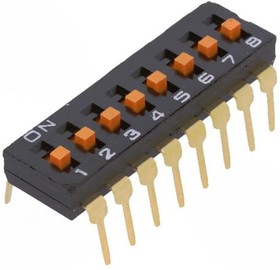 Фото 1/3 A6T-8104, DIP Switches / SIP Switches 8 POS RAISED ACT