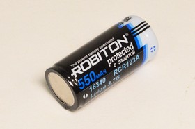 Фото 1/2 Аккумуляторная батарея, напряжение 3.7 В, 550 мАч, электро-химическая система литий-полимерная, с защитой, тип 16340, ROBITON