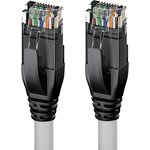 4PH-50768, 4ПХ Патч-корд прямой 0.5m UTP кат.5e, серый, черные коннекторы ...